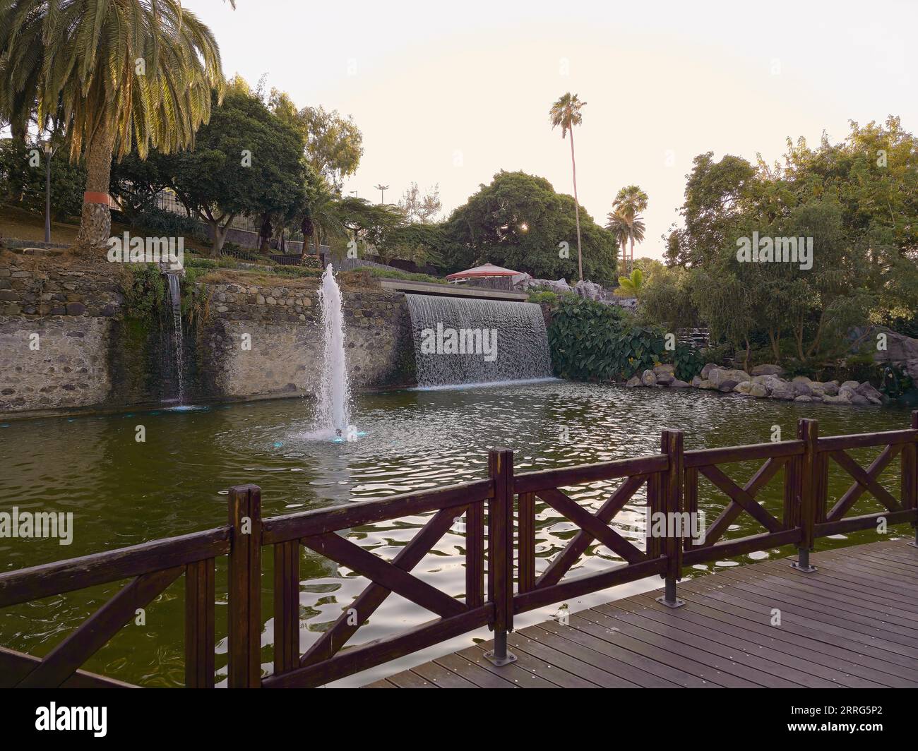 Wasserfall im Doramas Park (Parque Doramas) in Las Palmas de Gran Canaria, Spanien Stockfoto