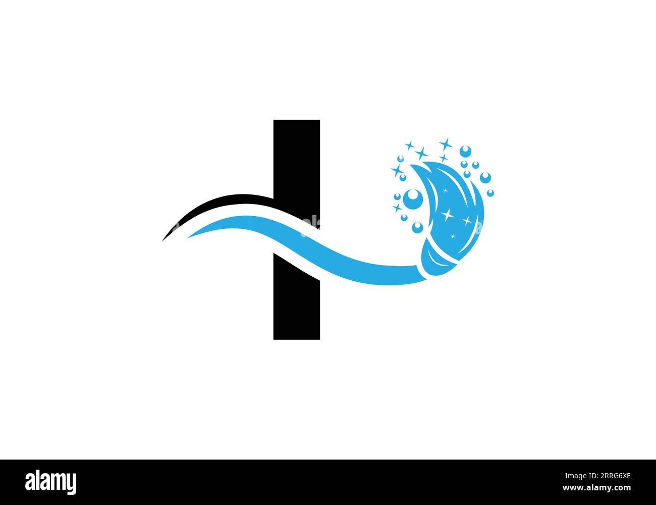 Letter I Cleaning Service Logo Design Concept with Clean Brush Symbol Template. Stock Vektor