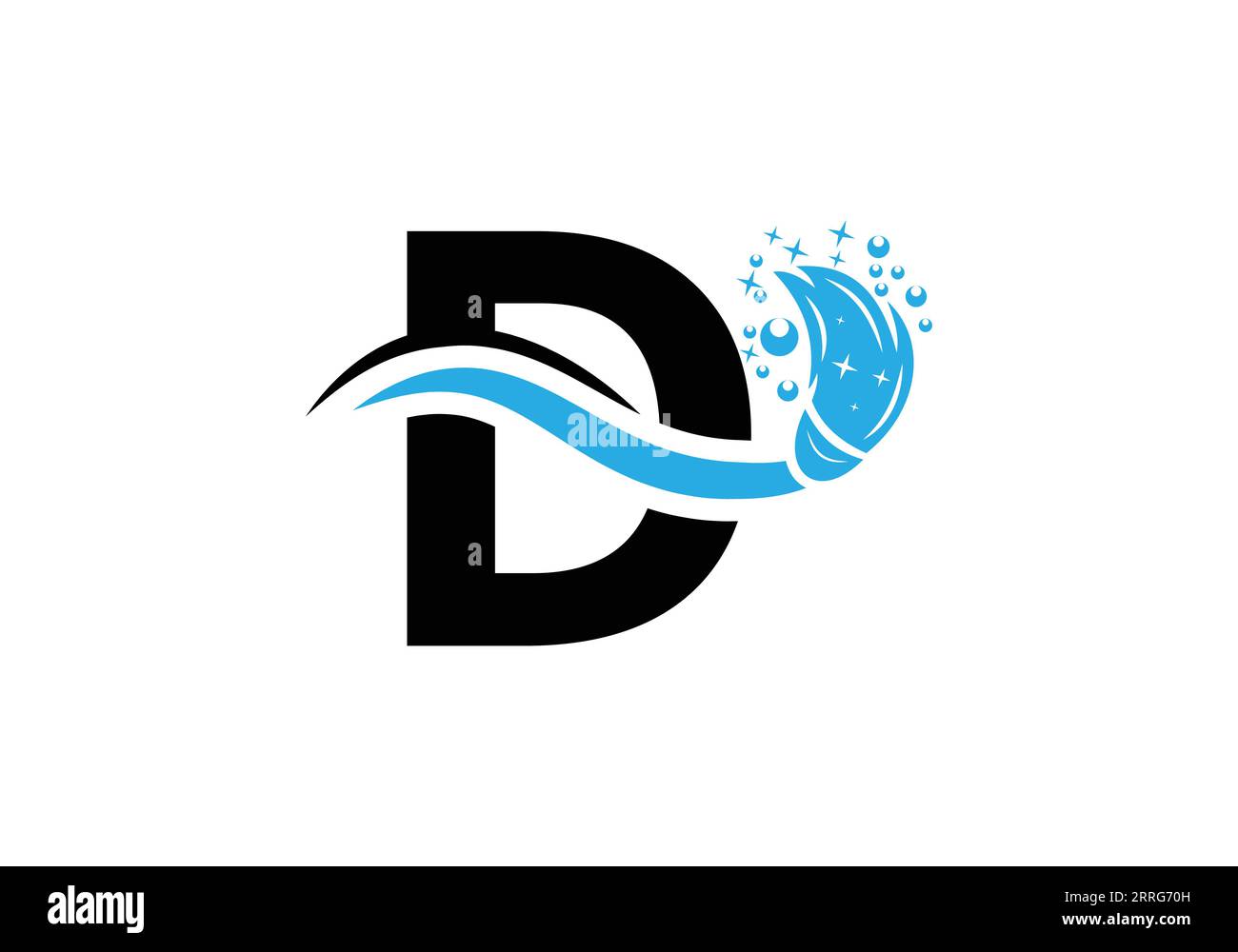 Design-Konzept für das Logo des Reinigungsservice „Letter D“ mit Vorlage für das Symbol „Clean Brush“. Stock Vektor