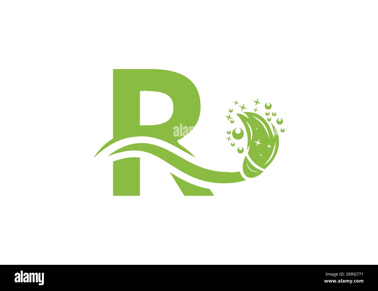 Letter R Cleaning Service Logo Design Concept with Clean Brush Symbol Template. Stock Vektor