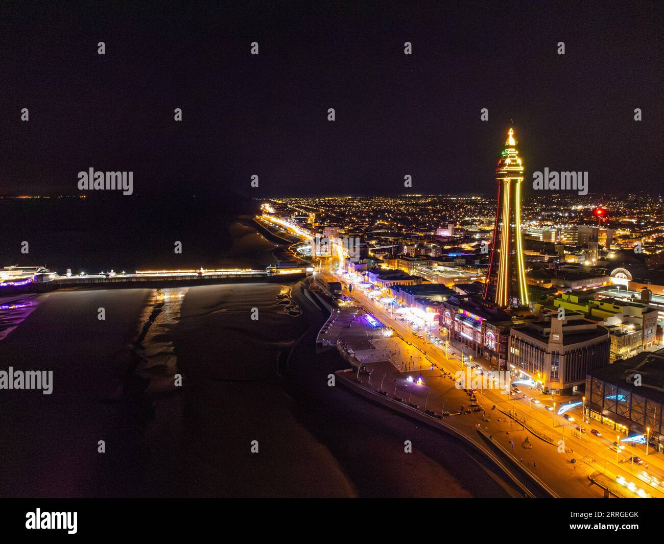 Blackpool Tower aus der Luft Stockfoto