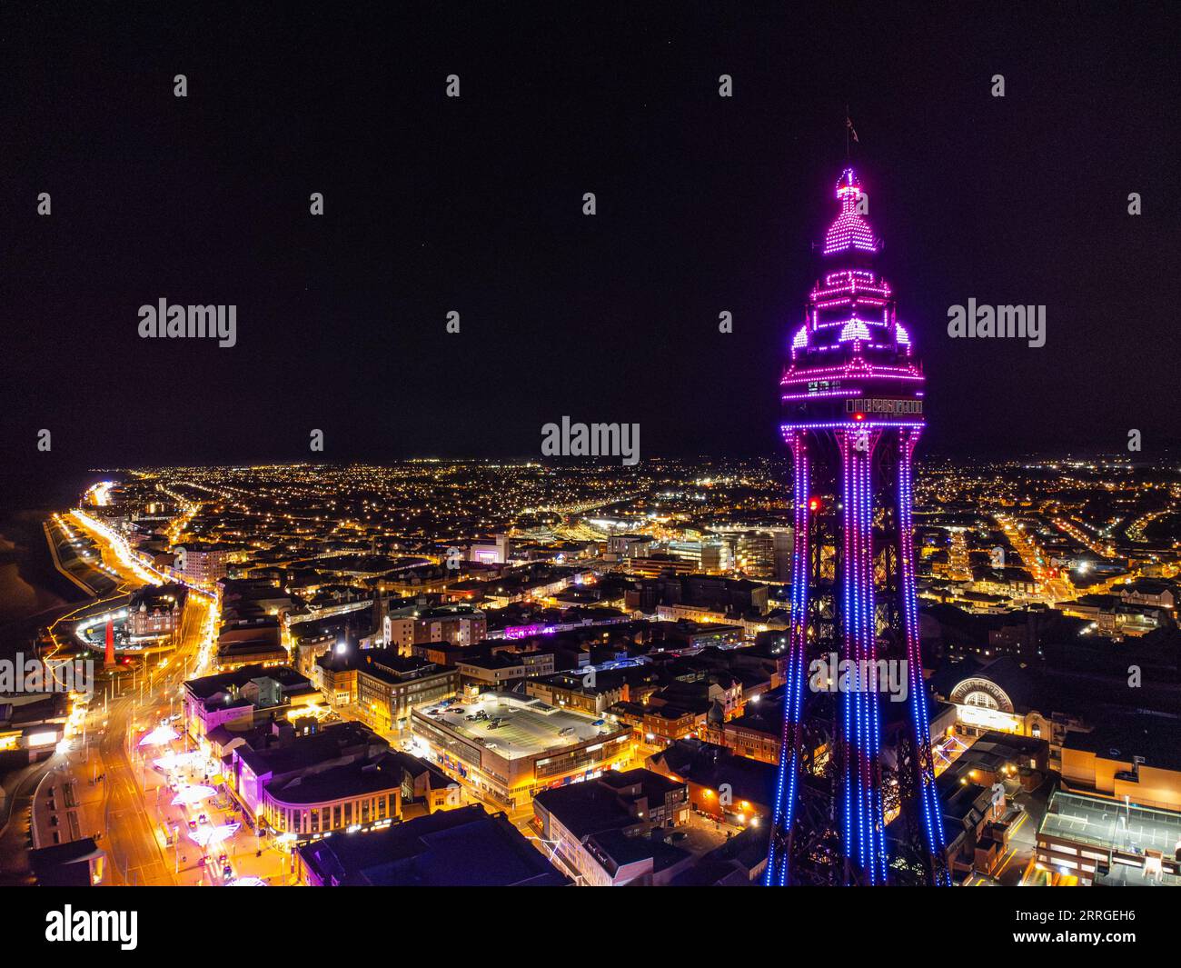 Blackpool Tower aus der Luft Stockfoto
