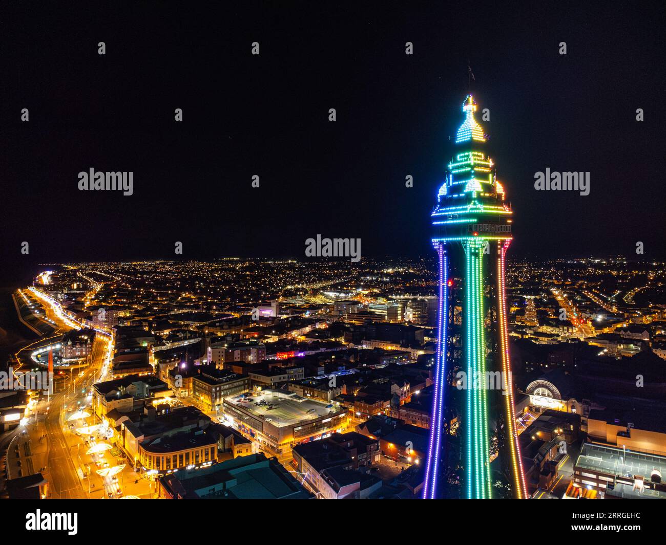 Blackpool Tower aus der Luft Stockfoto