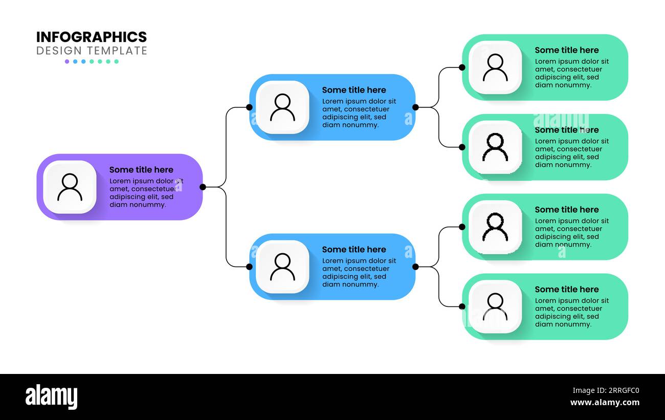 Infografikvorlage mit Organigramm. Kann für Workflow-Layout, Diagramm, Banner und Webdesign verwendet werden. Vektorillustration Stock Vektor