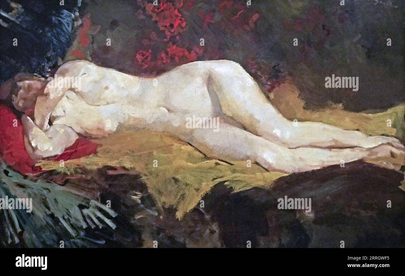 Reclining Nude (1888–1889) von George Hendrik Breitner (1857–1923). Niederländischer Maler. Stockfoto