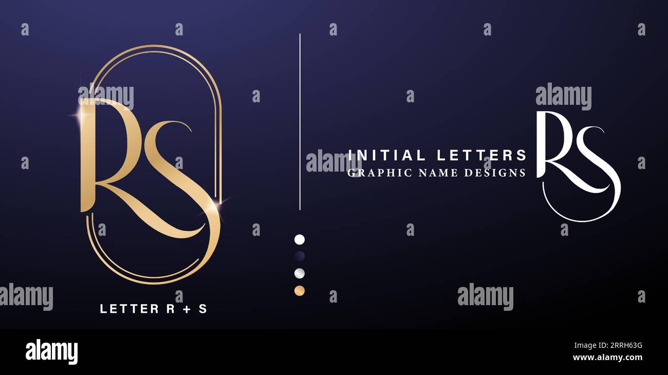 Initial Letter R und S Logo Design mit eleganten goldenen Farben für Corporate Business Identity, Werbematerial, Kollagen Prints, Werbekampagne Stock Vektor