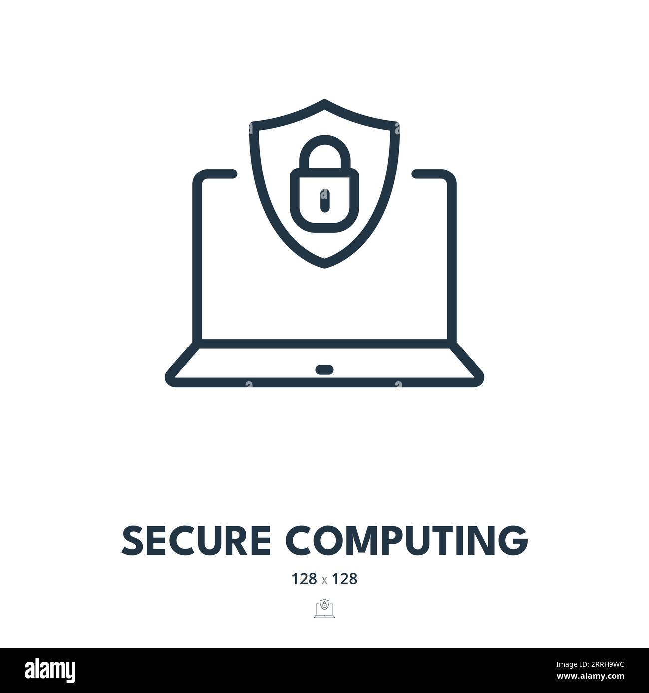 Symbol Für Sicheres Computing. Sicherheit, Datenschutz, Zugriff. Bearbeitbare Kontur. Symbol „Einfacher Vektor“ Stock Vektor