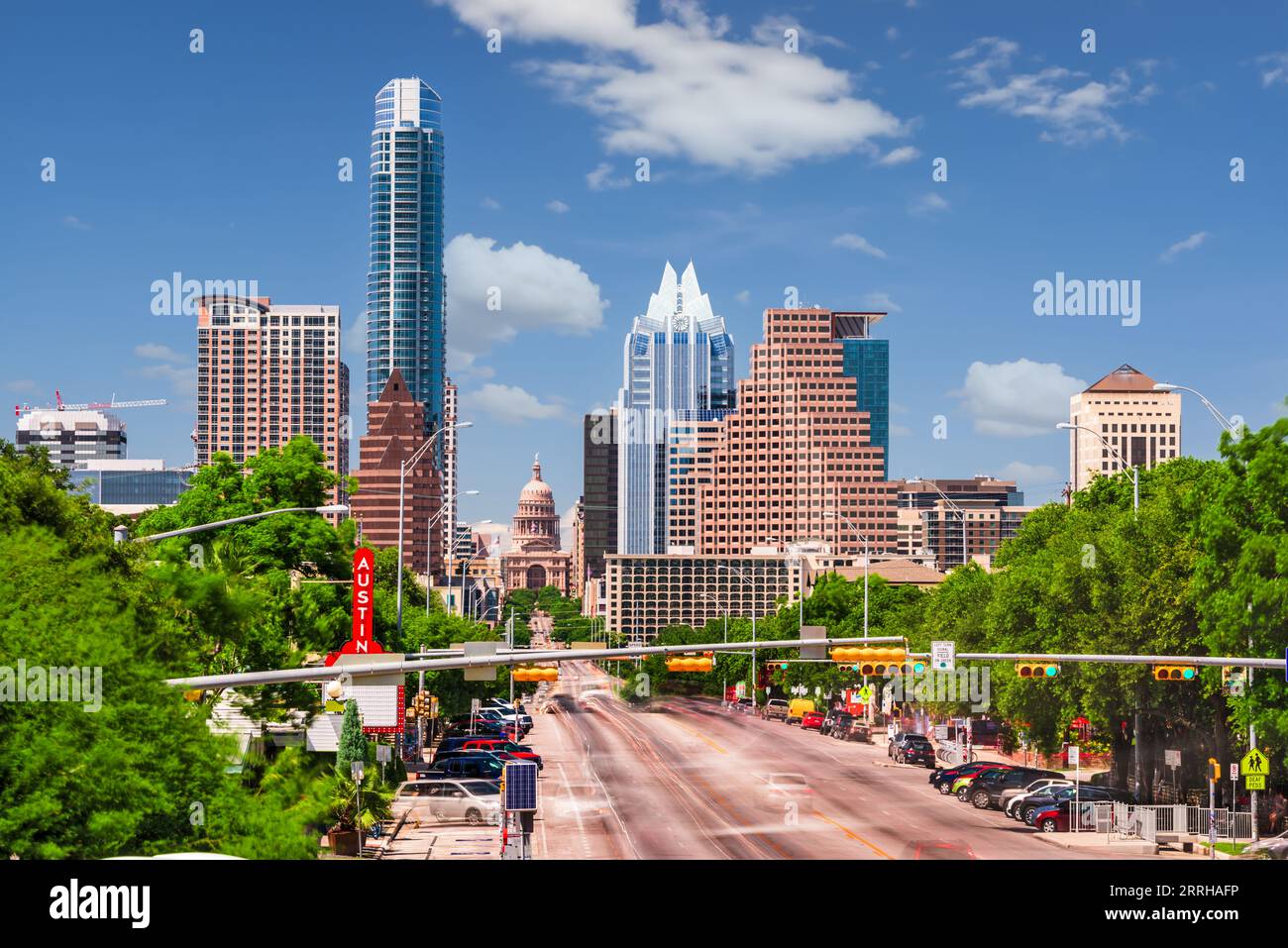 Austin, Texas, USA Downtown Cityscape an der Congress Avenue. Stockfoto