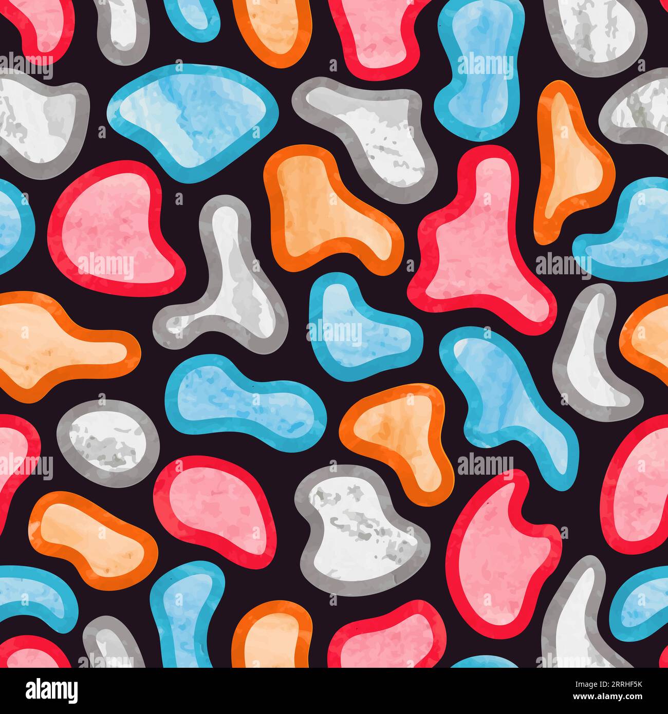 Nahtloses, farbenfrohes Aquarellmuster mit abstrakten Formen. Vektormosaikhintergrund. Stock Vektor