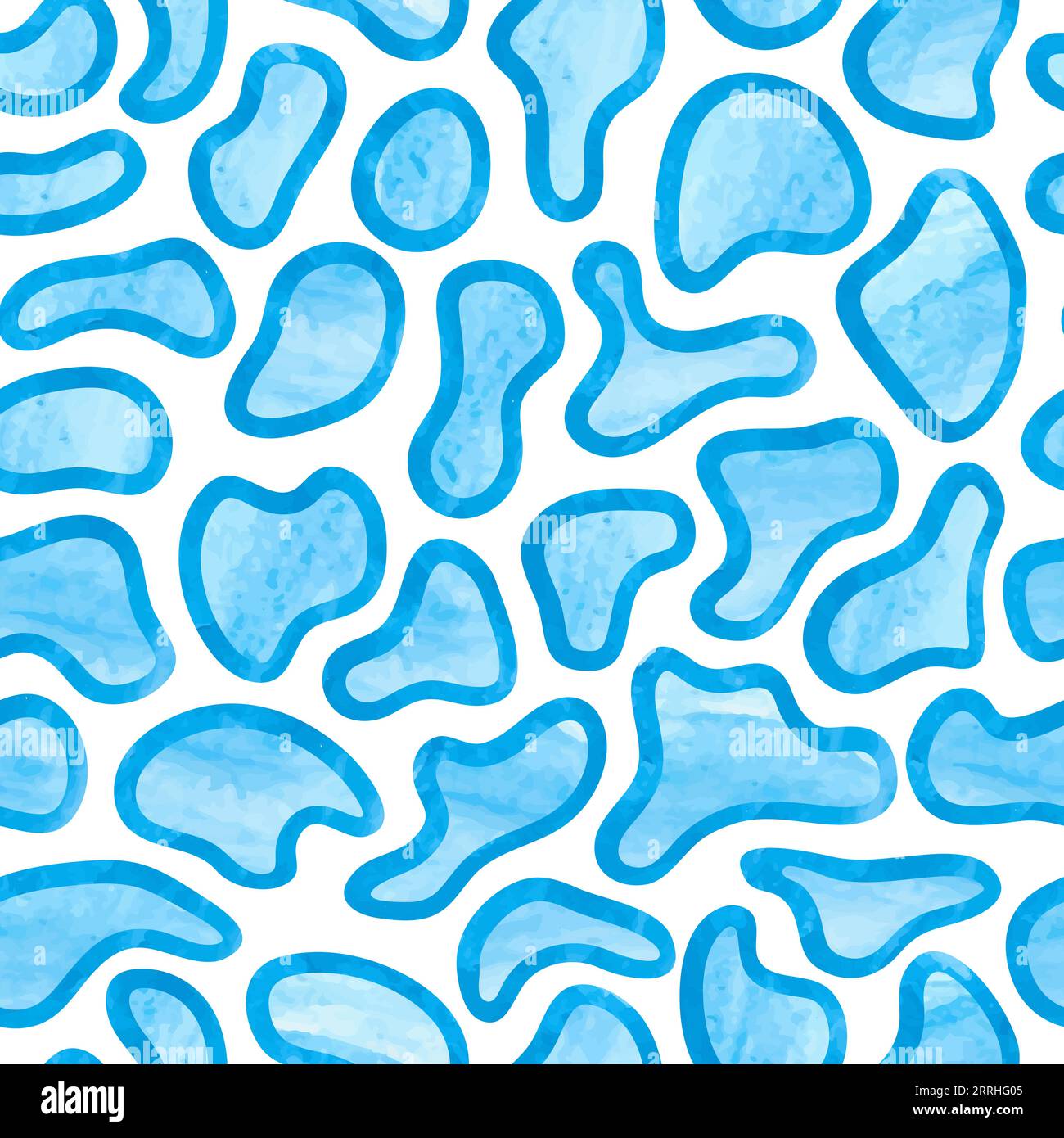 Nahtloses Aquarellmuster mit blauen abstrakten Formen. Vektormosaikhintergrund. Stock Vektor