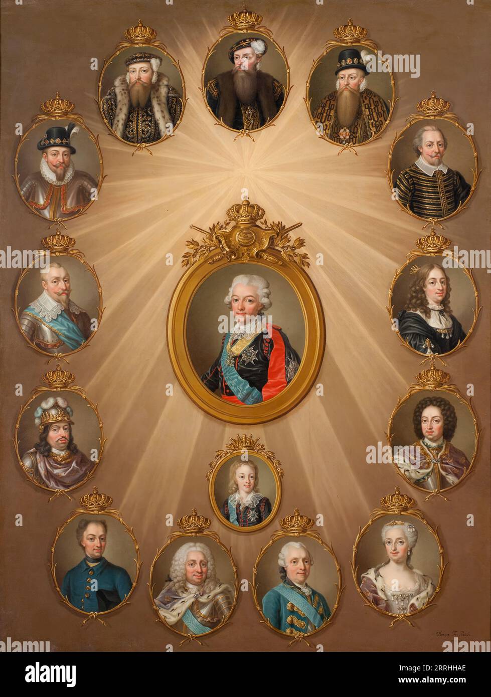 Tisch der Monarchen von Gustav Vasa bis Gustav III. Um 1787 Stockfoto