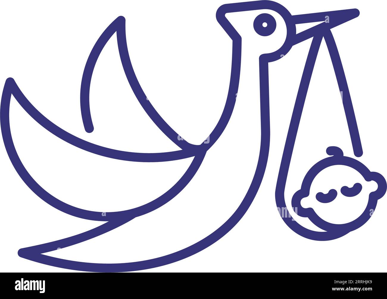Storch mit Babyschnur-Symbol Stock Vektor