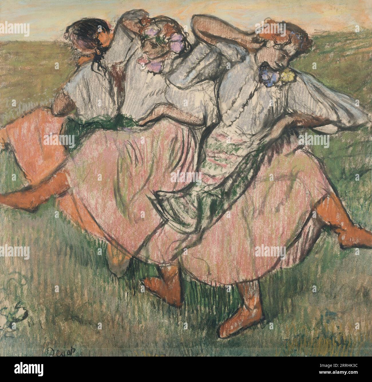 Drei Tänzerinnen in ukrainischer Kleidung, Ende des 19. Bis Anfang des 20. Jahrhunderts. Stockfoto