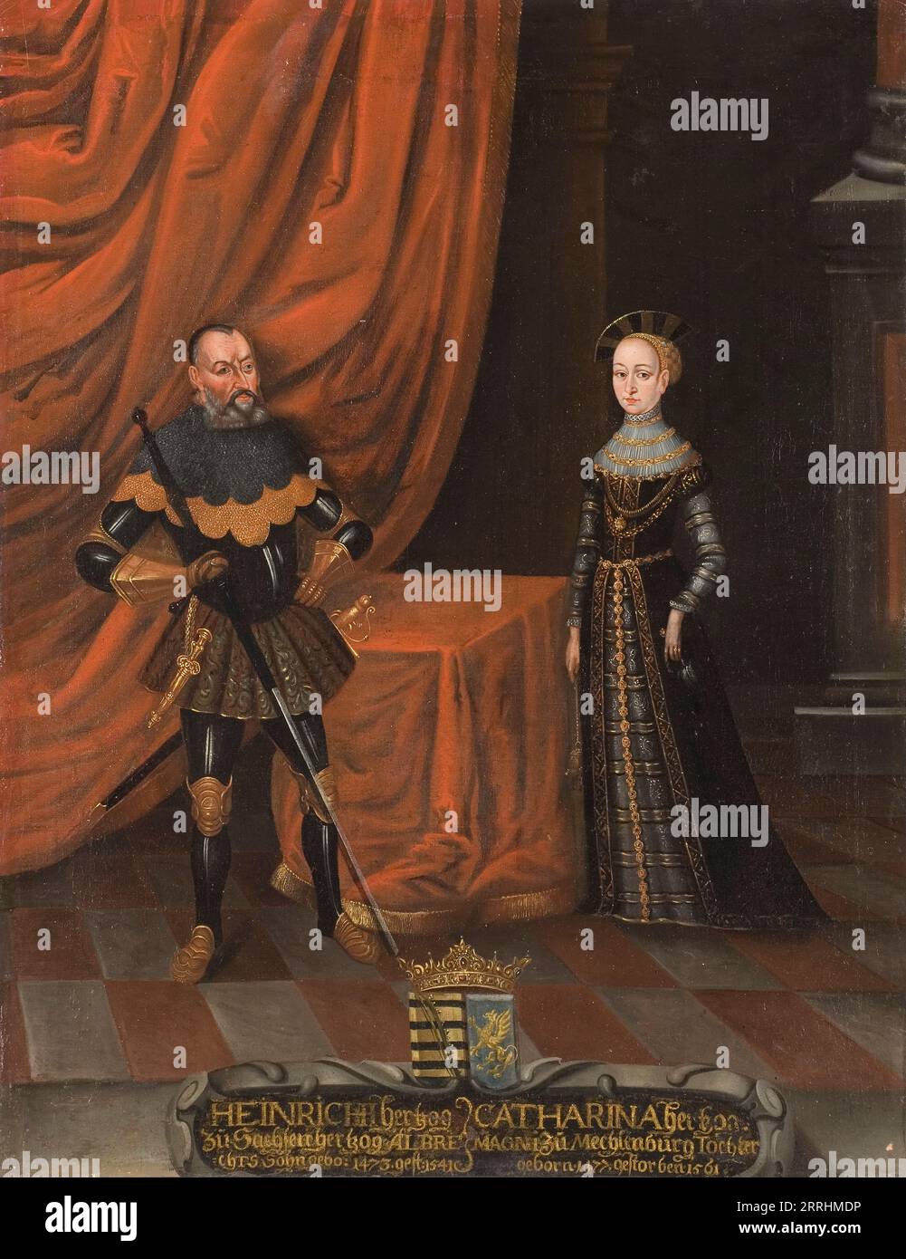 Heinrich, 1473-1541, Herzog von Sachsen, Katharina, 1477-1561, Prinzessin von Mecklenburg, um 16. Jahrhundert. Stockfoto
