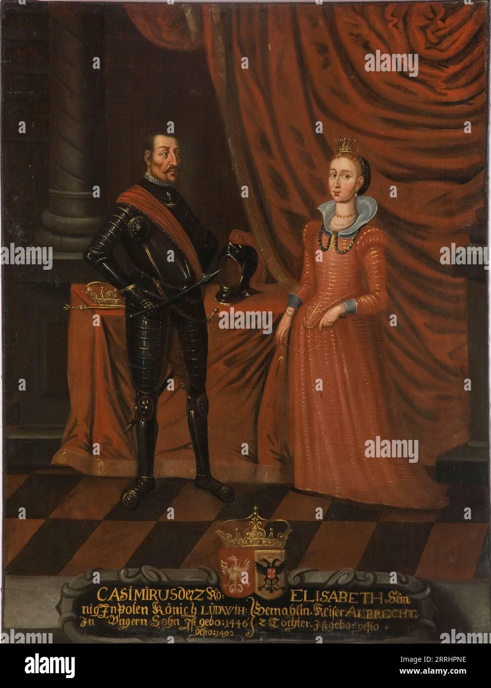 Casimir IV. (1427–1492), König von Polen, und seine Gefährtin Elisabeth (1437–1505), Erzherzogin von Österreich, Königin von Polen, um 15. Jahrhundert. Stockfoto