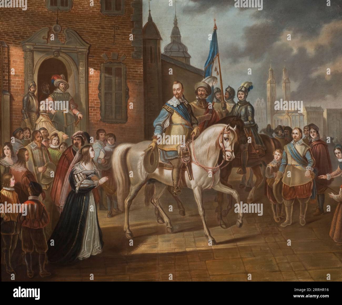 Gustav II. Adolf von Schweden verabschiedet sich von seiner Konkubine Maria Eleonora i. Erfurt 1838. Stockfoto