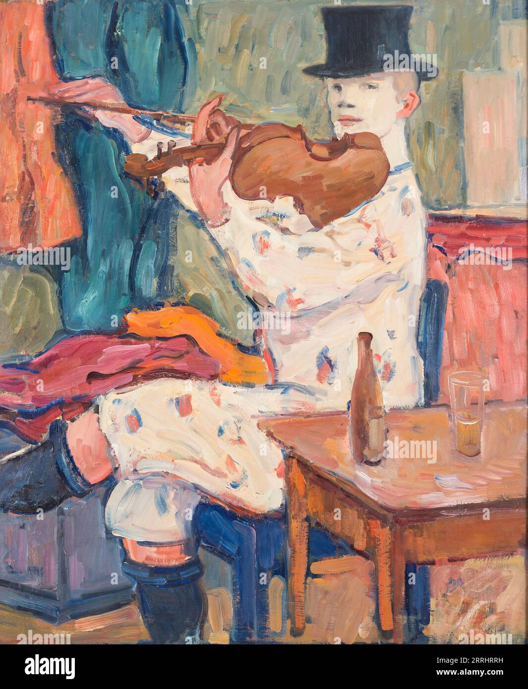 Ein Clown Spielen der Violine, 1915. Stockfoto