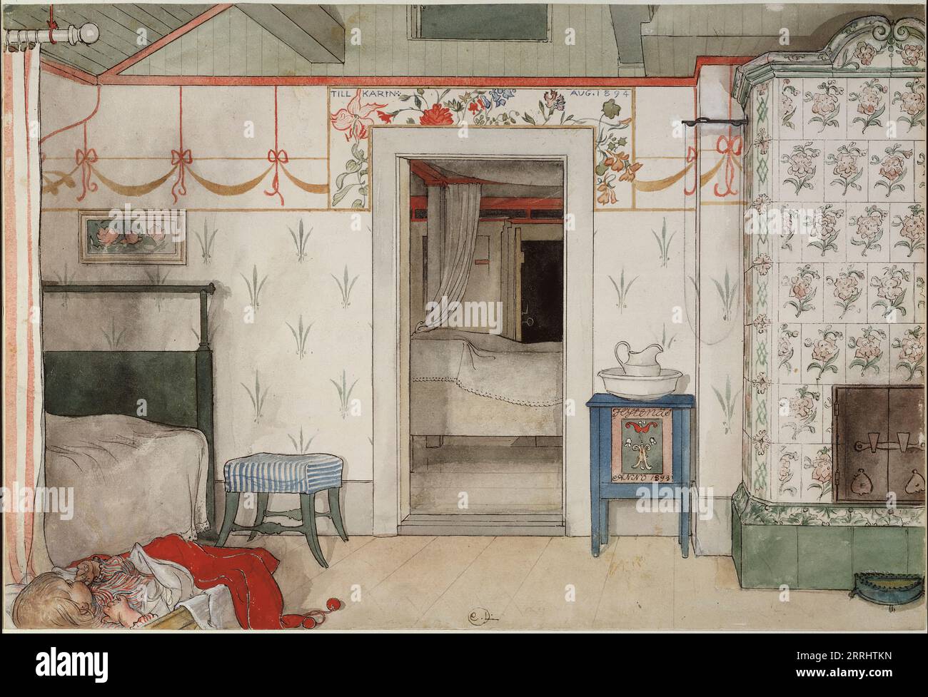 BRITA's vierzig Winks. From A Home (26 Aquarelle), c1894. Stockfoto