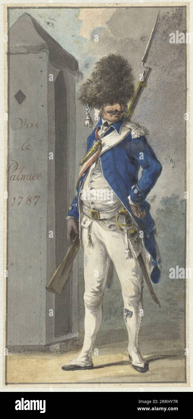Uniform der Rotterdam Society of Arms Trade of Palmboom, 1787. Stockfoto