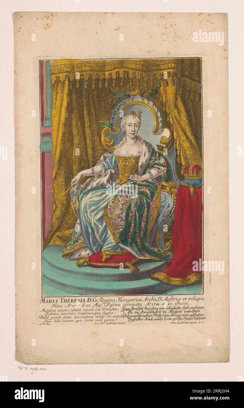 Porträt von Maria Theresia, 1741-1757. Herrscher der Habsburgerherrschaften; souverän von Österreich, Ungarn, Kroatien, Böhmen, Siebenbürgen, Mantua, Mailand, Galicien und Lodomeria, die österreichischen Niederlande, und Parma; Herzogin von Lothringen, Großherzogin von Toskana und Heilige Römische Kaiserin. Stockfoto