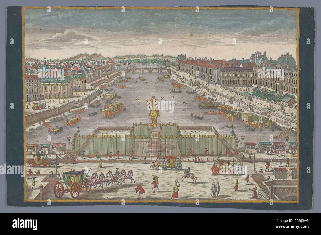 Blick auf die Pont Neuf über die seine in Paris, in Richtung der Pont Royal, 1742-1801. Stockfoto