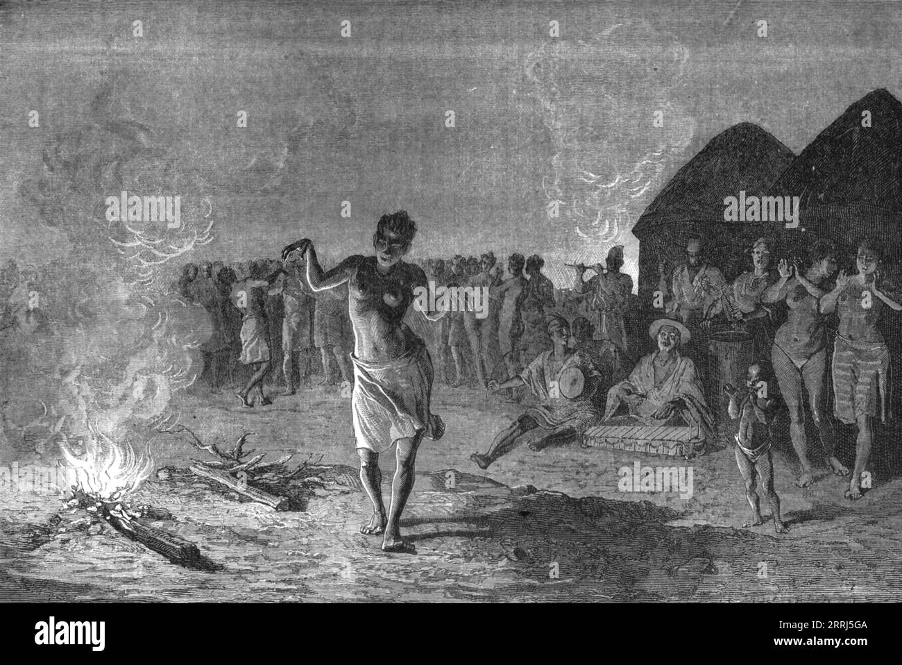 "Tänze des Malinke-Stammes; Reise vom Senegal zum Niger", 1875. Von „Illustrated Travels“ von H.W. Bates. [Cassell, Petter und Galpin, 1880, London] Stockfoto