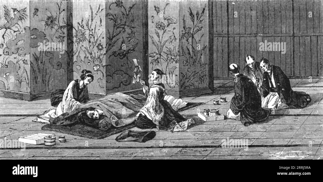 "Die Toten auslegen.; Ein europäischer Aufenthalt in Japan", 1875. Von „Illustrated Travels“ von H.W. Bates. [Cassell, Petter und Galpin, 1880, London] Stockfoto