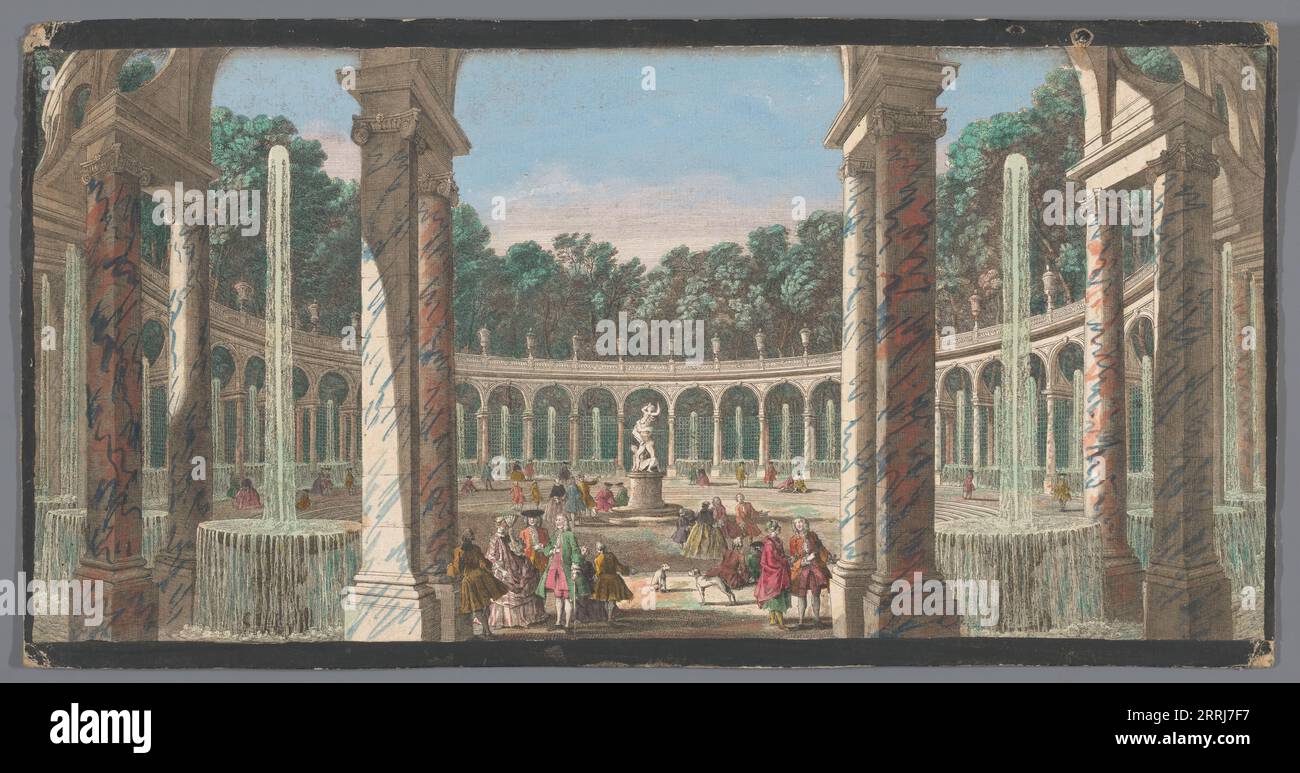 Blick auf die Kolonnade im Garten von Versailles, 1700-1799. Stockfoto