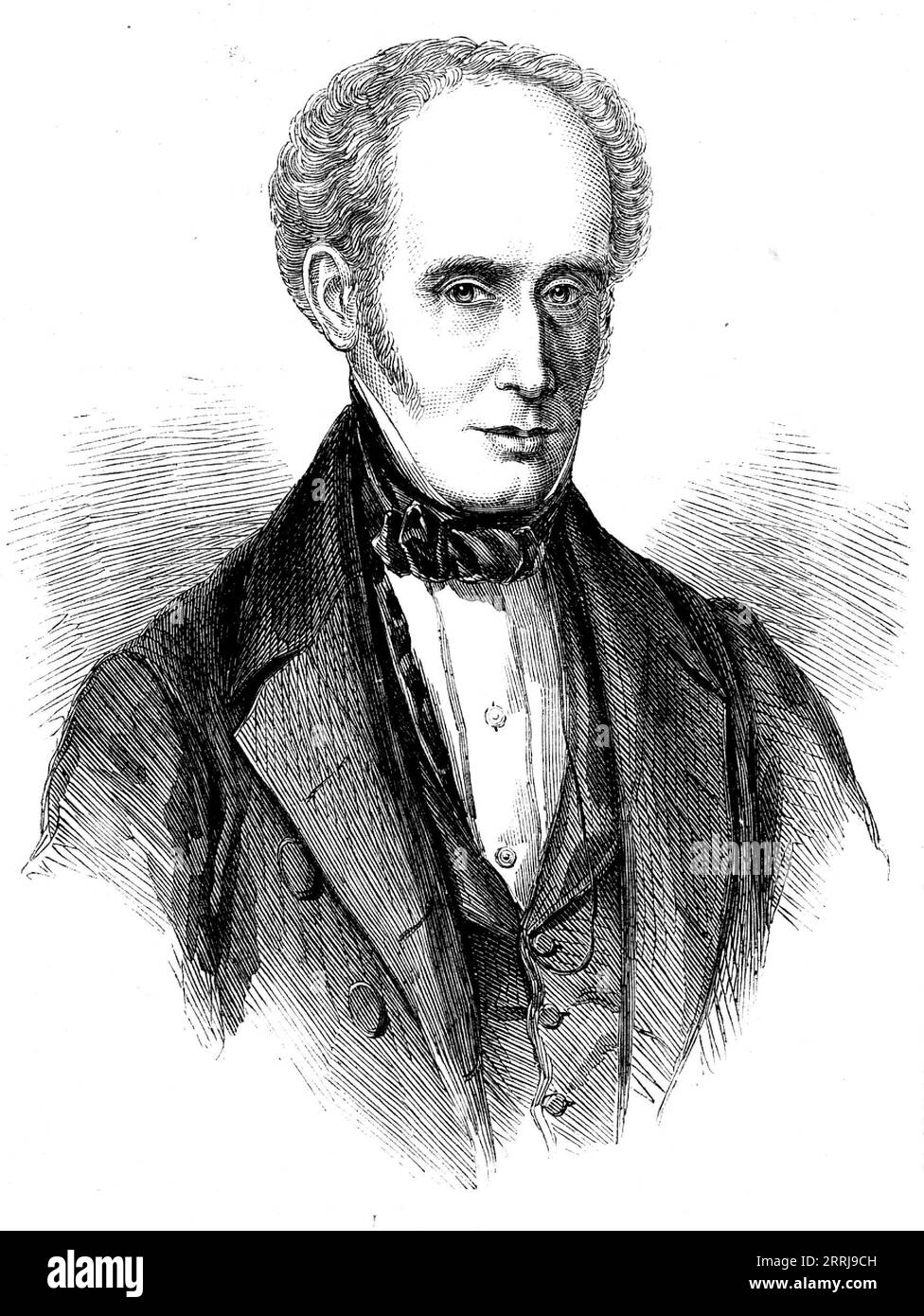 Der Verstorbene Mr. George Combe, 1858. Schottischer Anwalt und Förderer der Pseudowissenschaft der Phrenologie. Porträt eines Lithographen von Schenck und McFarlane. Er war... ein Führer und Lehrer seiner Gefährten; ein Philosoph, der die Pflicht, die die Seele dem Körper schuldet, offenbarte und die Bedeutung des physischen, moralischen und sozialen, nicht weniger als der intellektuellen Natur des Menschen lehrte. Es war nicht nur für ihn, das Gehirn zu kartieren oder die Karten anderer anzunehmen... es war sein Geschenk, seine Berufung, seine Pflicht und sein höchstes Vergnügen, die Gerechtigkeit und die Wohltätigkeit des großen Schöpfers zu zeigen - der verrückt wurde Stockfoto