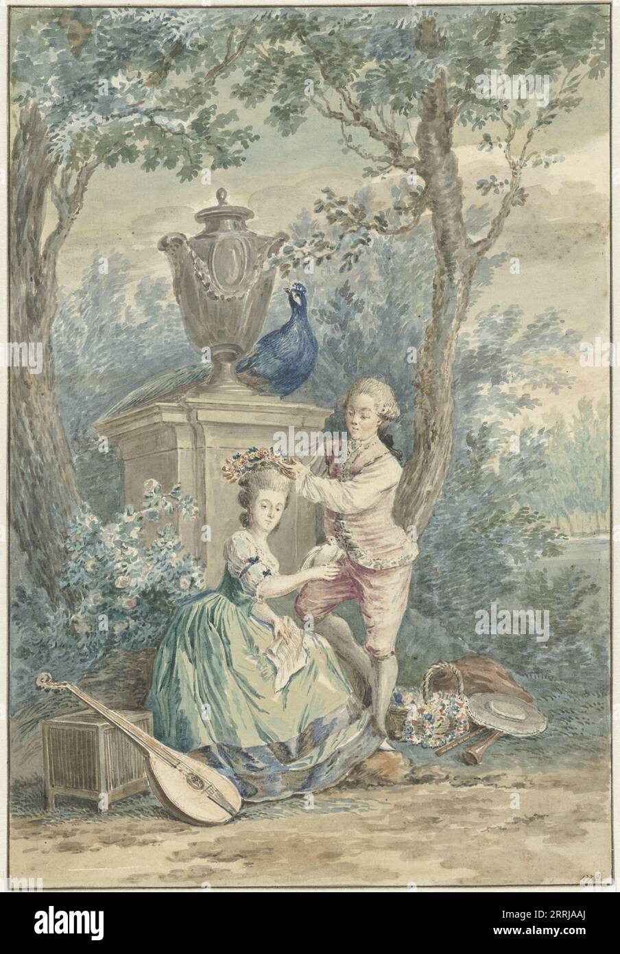 Elegantes Paar in einem Park, 1750-1808. Stockfoto