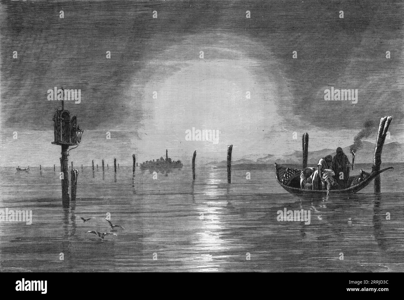 „Blick in die Lagune von Venedig; das Flussbecken der Po und die Lagunen der Adria“, 1875. Aus „Illustrated Travels“ von H.W. Bates. [Cassell, Petter und Galpin, C1880, London] und Galpin. Stockfoto
