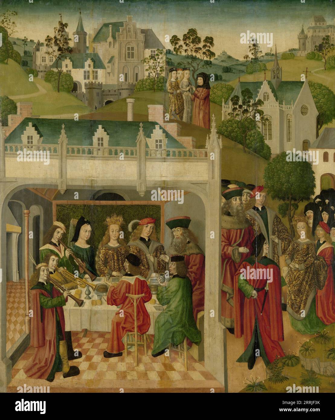 Hochzeitsfest der Heiligen Elisabeth von Ungarn und Ludwig von Thüringen in der Wartburg, linker Innenflügel eines Altars für die Grote Kerk in Dordrecht, ca. 1490-ca. 1495. Stockfoto