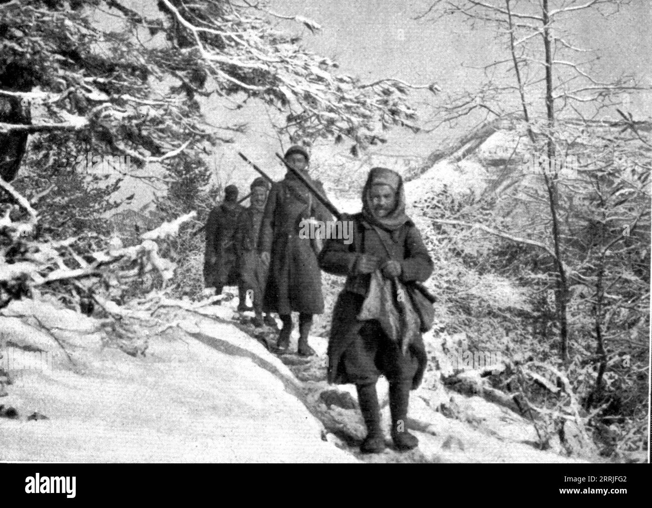 'La campagne d'hiver en Orient; Types d'Albanais amis, combattant avec les troupes alliees', 1917. Erster Weltkrieg: Winterfeldzug an der Ostfront - Albaner kämpfen mit den alliierten Truppen. Aus L’Album de la Guerre 1914-1919, Band 1 [L’Illustration, Paris, 1924]. Stockfoto