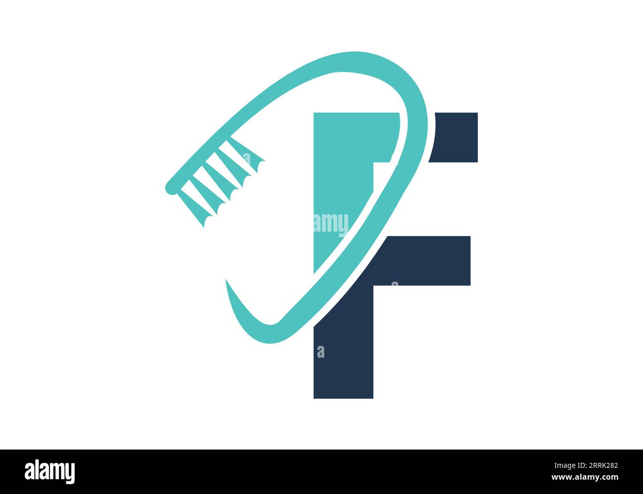 Anfangsbuchstabe F Dental-Logo kombiniert mit Zahnbürstensymbol. Dentalpflege-Logo entwirft Vektorvorlage Stock Vektor
