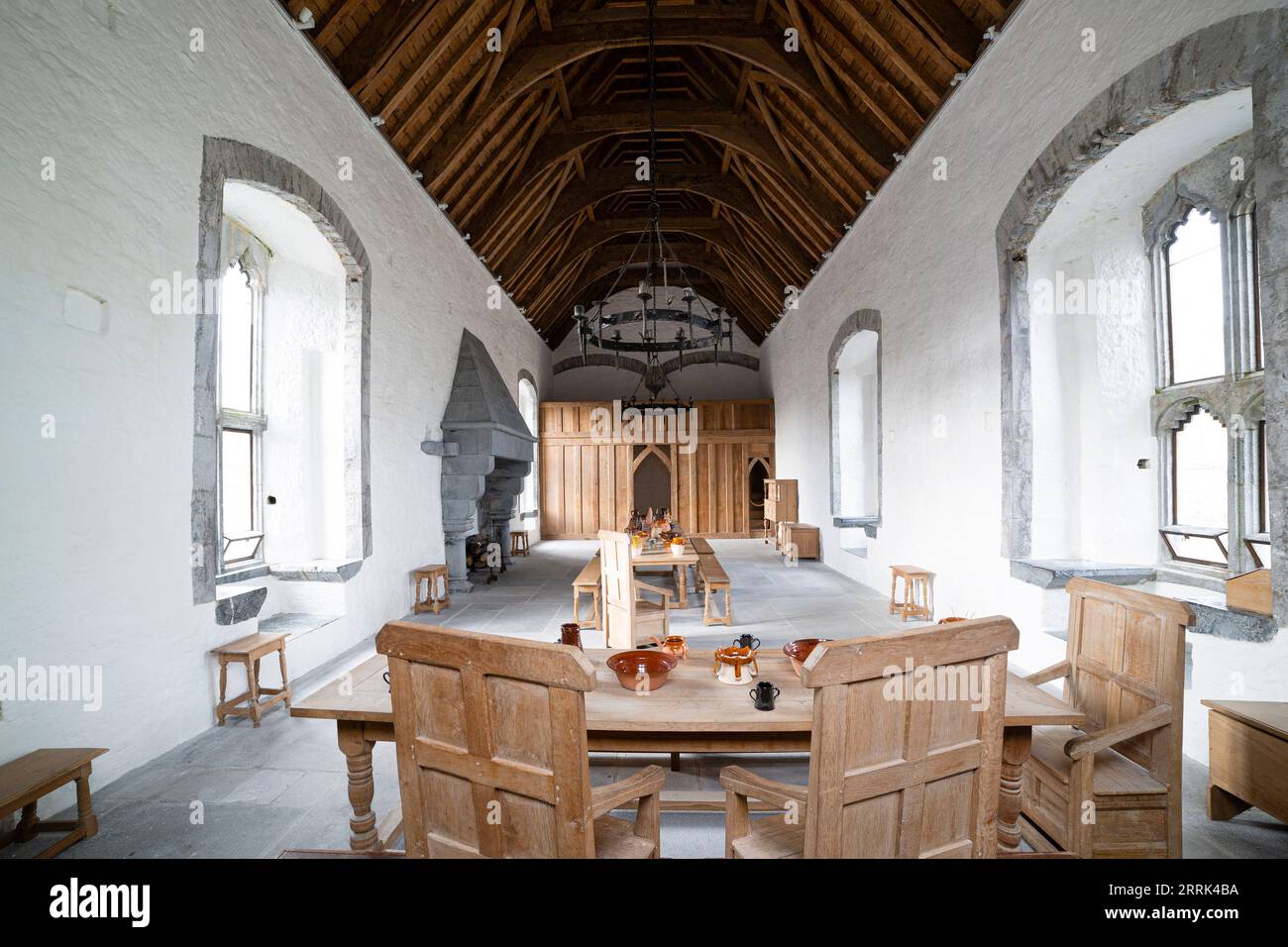 Mittelalterliche Festsaal Der Burg Stockfoto