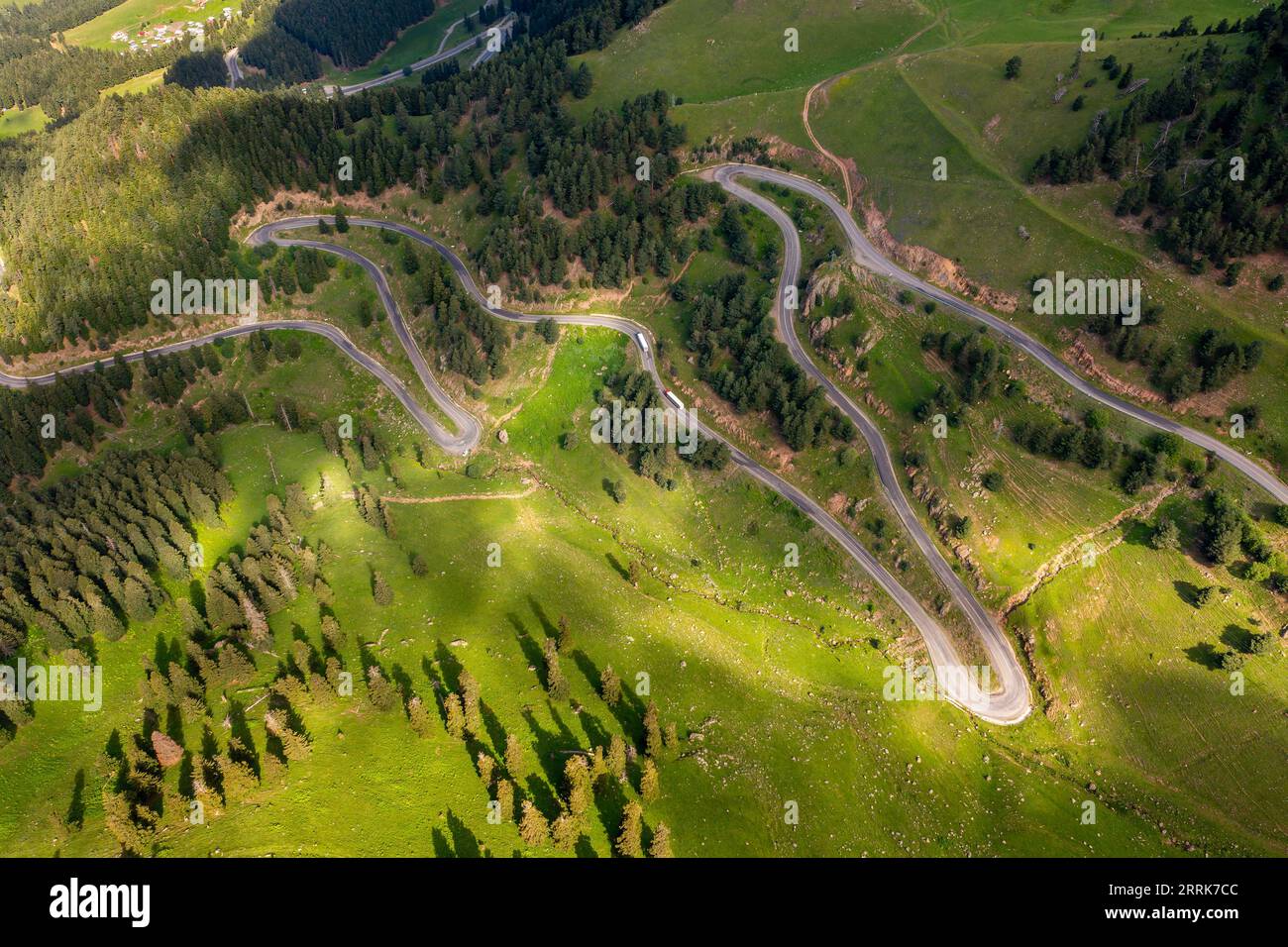 Kurvige Straßen und einzigartige Waldlandschaft, Artvin, Türkei Stockfoto