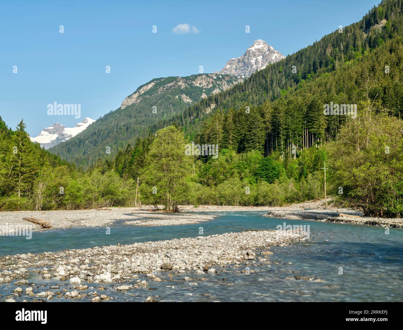 Am Hornbach im Hornbachtal, Naturpark Tiroler Lechtal. Stockfoto