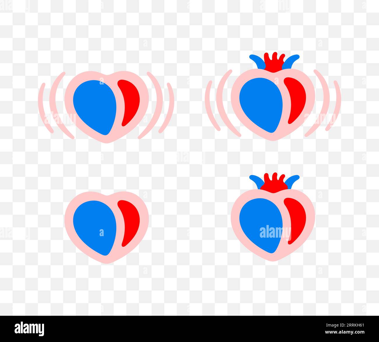 Herz, Herzschlag, Liebe, Romantik und positive Emotionen, Grafikdesign. Medizin, internes Organ, Koronarsystem, Gefühl und Romantik, Vektordesign Stock Vektor