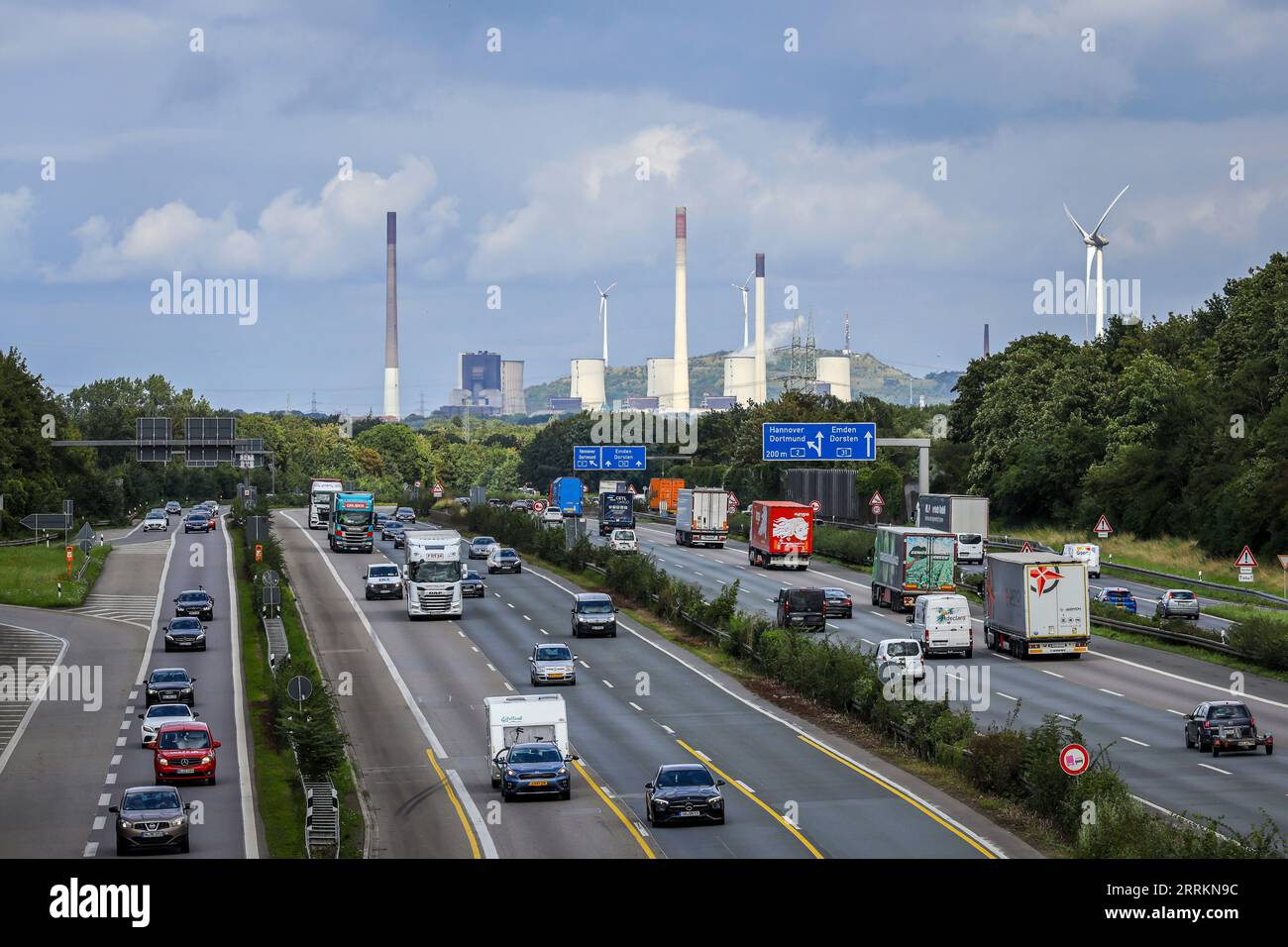 Rush Hour auf der Autobahn A2, Bottrop, Ruhrgebiet, Nordrhein-Westfalen, Deutschland Stockfoto