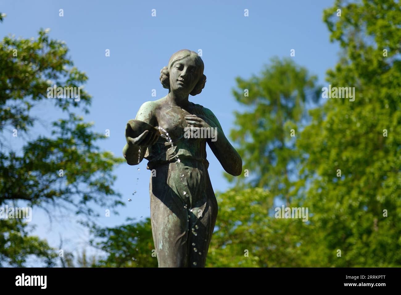 Skulptur auf Schloss Landsberg, Essen ( Ruhr ), Bezirk Kettwig, Ruhrgebiet, Nordrhein-Westfalen, Deutschland Stockfoto