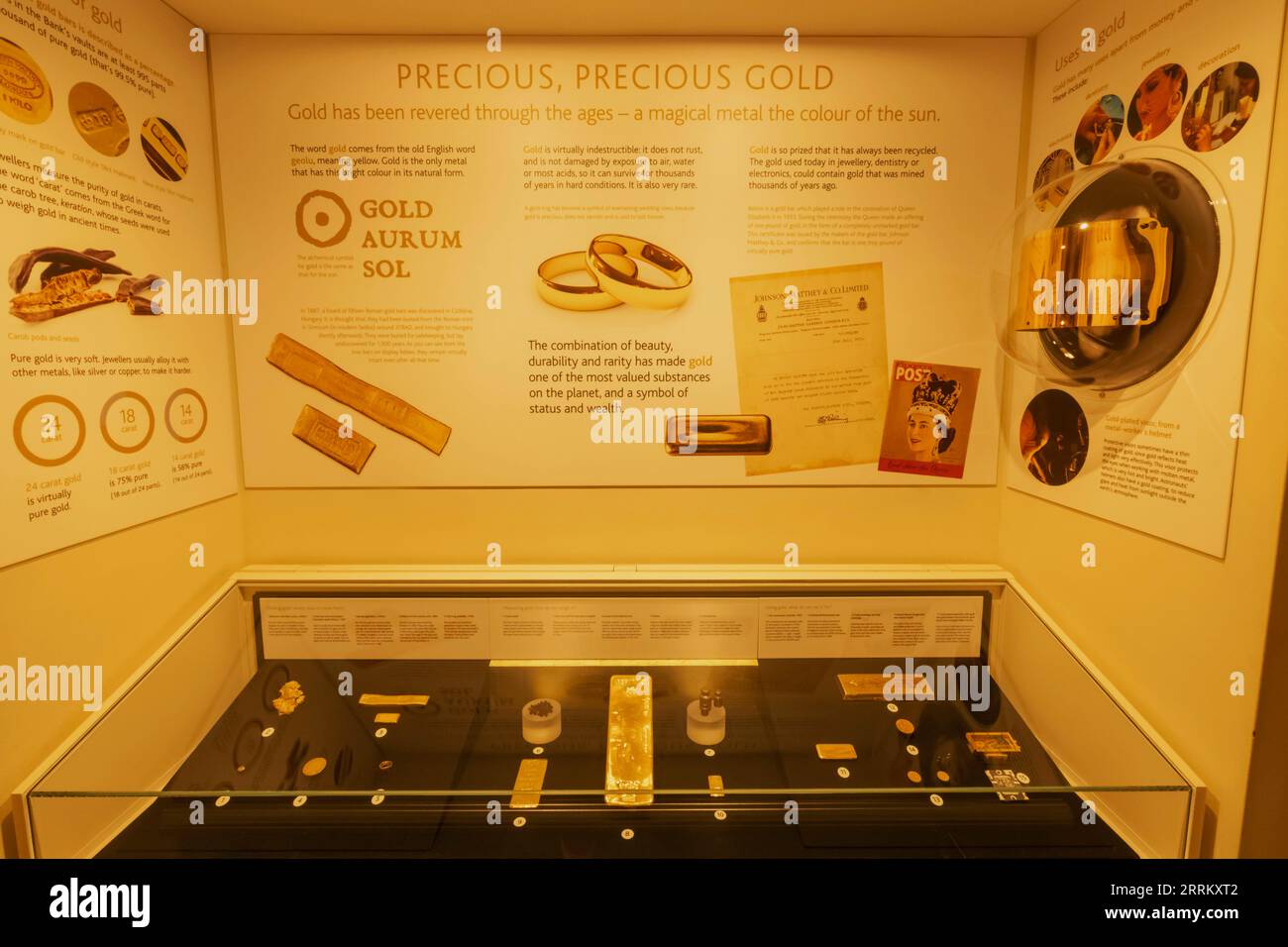 England, London, City of London, Bank of England, Bank of England Museum, Ausstellung historischer Goldgegenstände Stockfoto