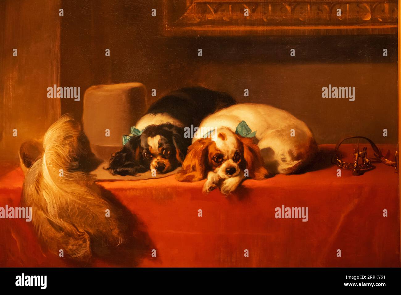 Gemälde mit dem Titel „King Charles Spaniels (The Cavalier's Pets)“ von Edwin Landseer aus dem Jahr 1845 Stockfoto