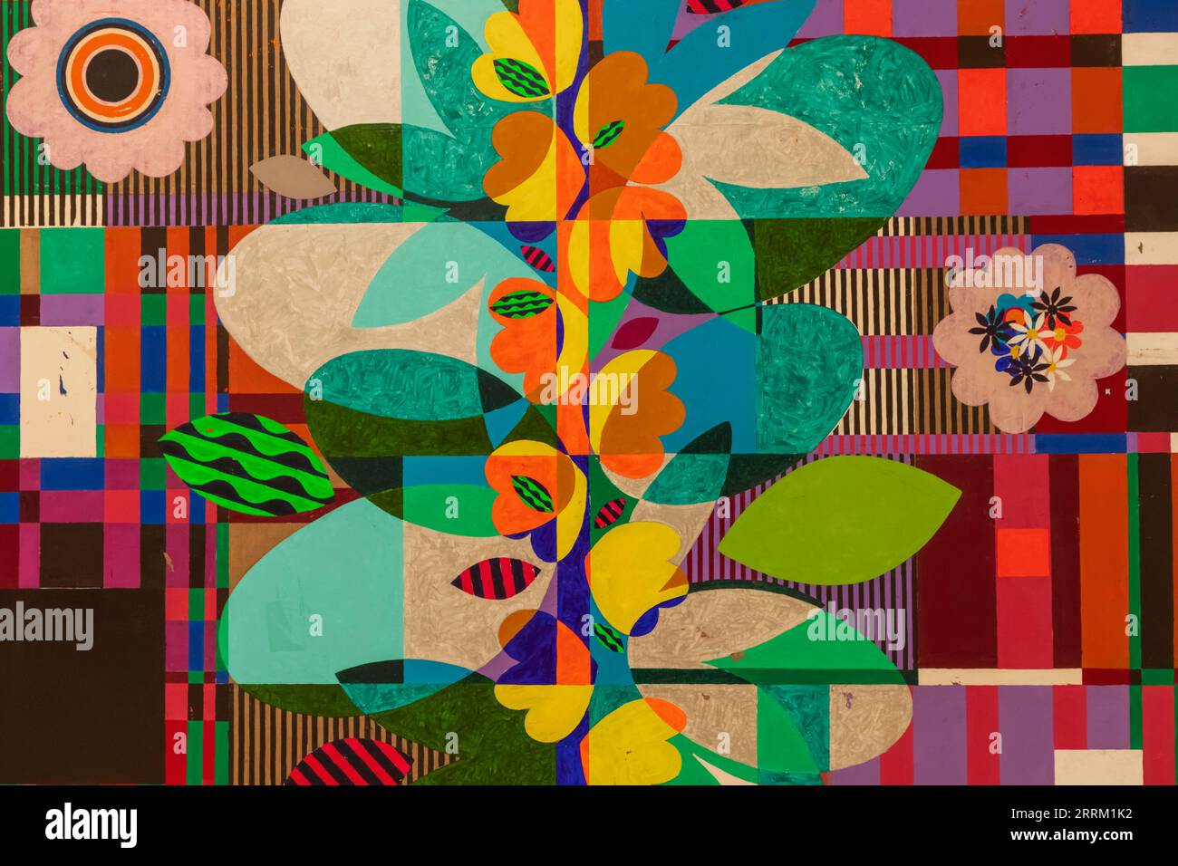 Farbenfrohe modernistische Kunstwerke des brasilianischen Künstlers Beatriz Milhazes Stockfoto