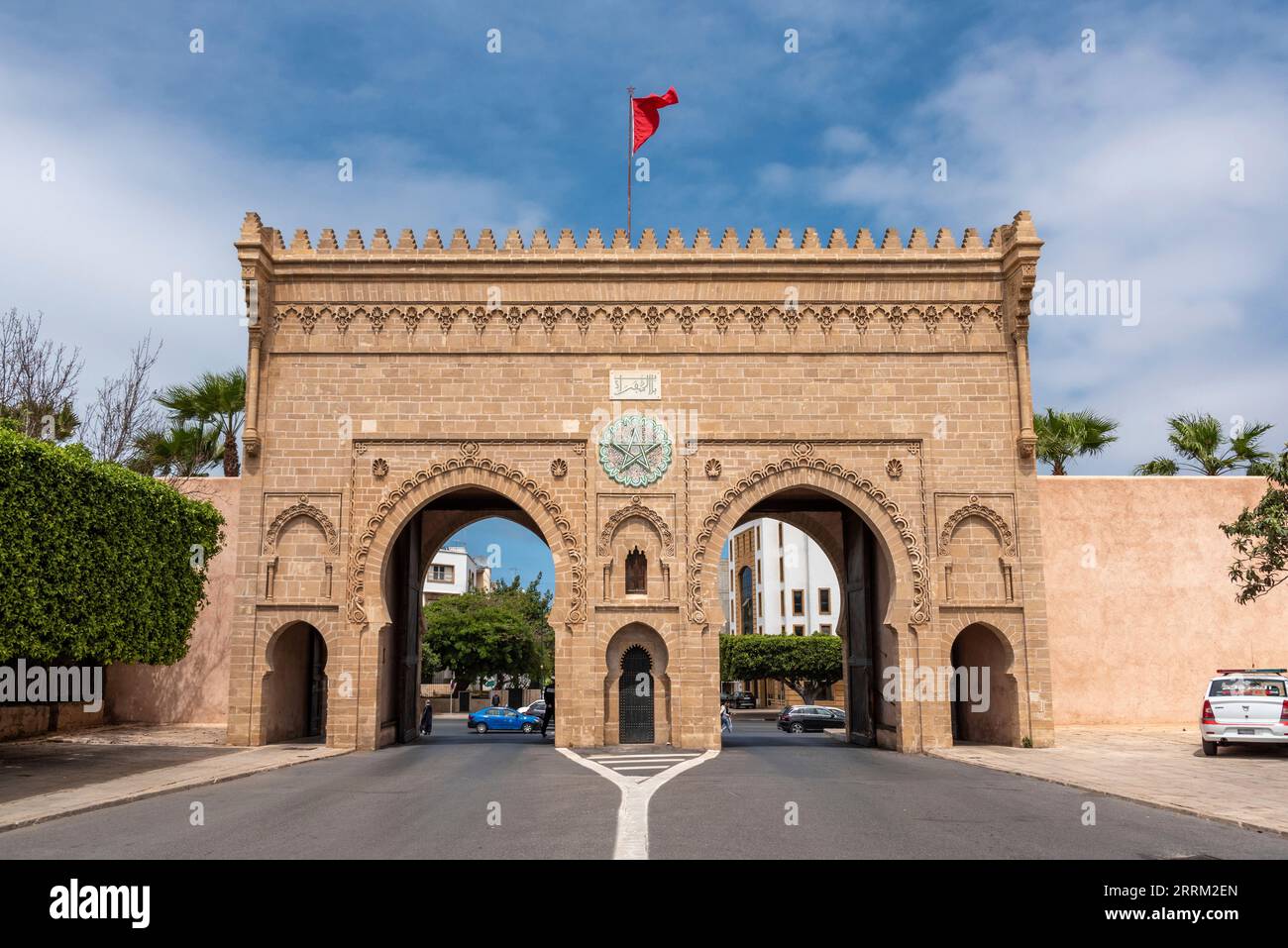 Gate Bab Soufara, Haupteingang zum königlichen Palast in Rabat, Marokko Stockfoto