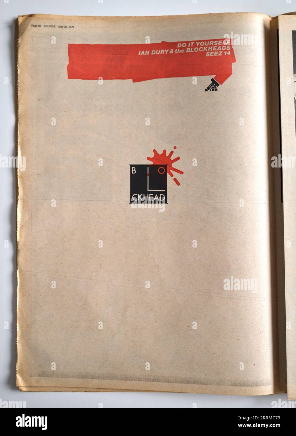 Werbespot für Ian Dury und die Blocheads „Do IT Yoursef“ in der Ausgabe von Sounds Music Paper aus den 1970er Jahren Stockfoto