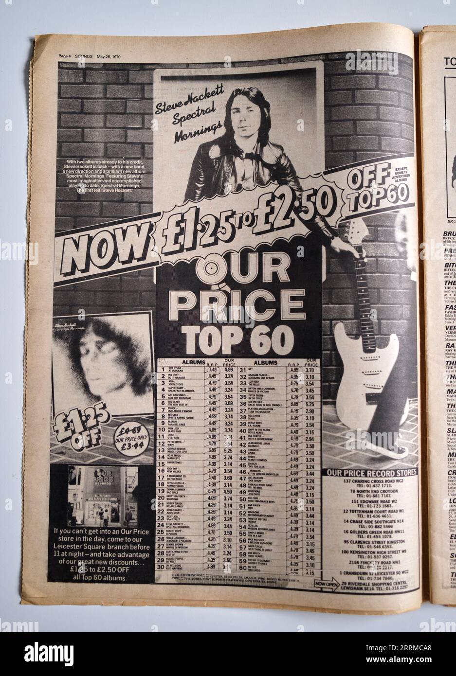 Werbespot für unsere Preisrekorde in der 1970er-Ausgabe von Sounds Music Paper Stockfoto