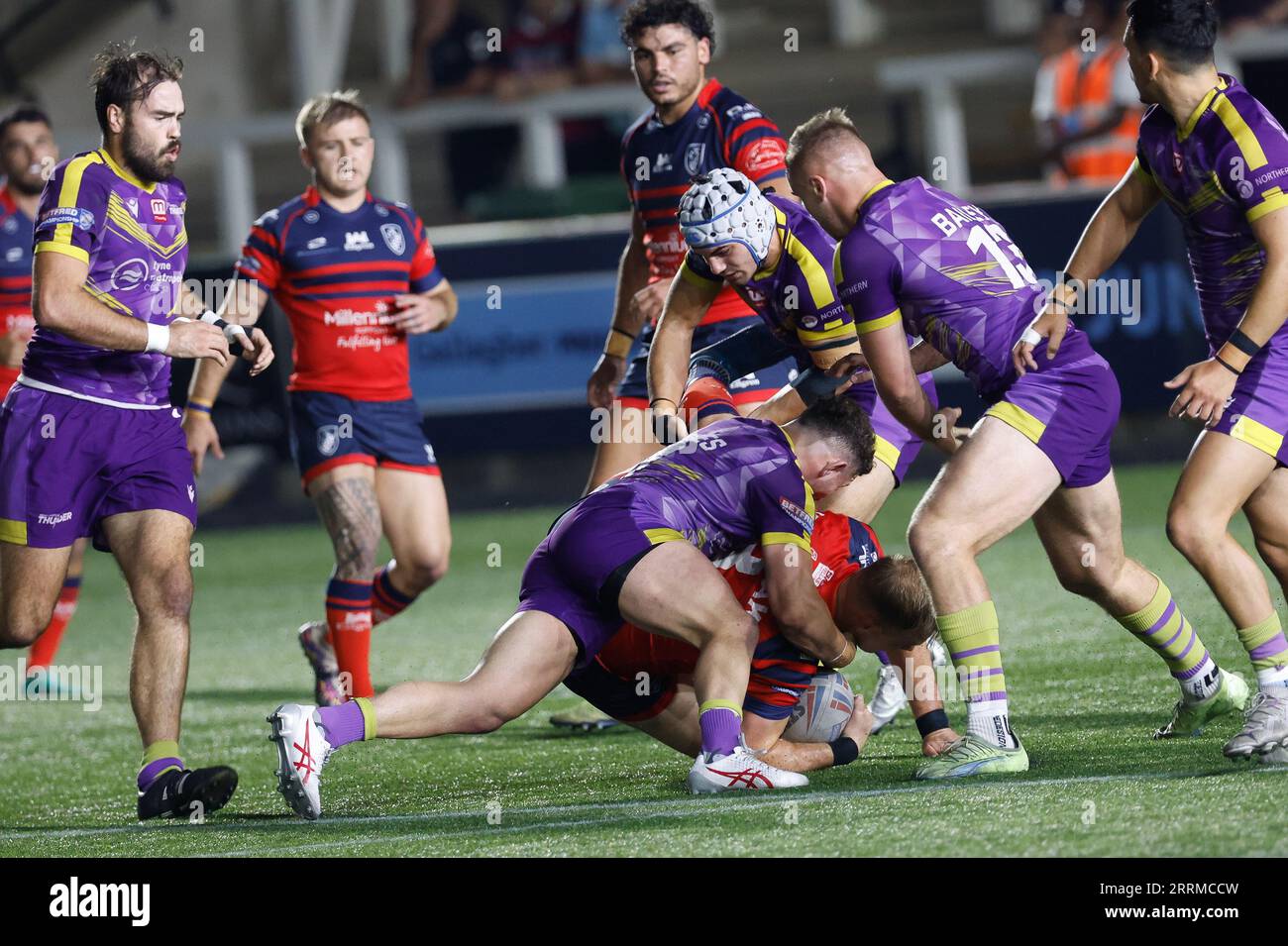 Newcastle, Großbritannien. Juni 2023. Während des WETTKAMPFES zwischen Newcastle Thunder und Featherstone Rovers im Kingston Park, Newcastle am Freitag, den 8. September 2023. (Foto: Chris Lishman | MI News) Credit: MI News & Sport /Alamy Live News Stockfoto