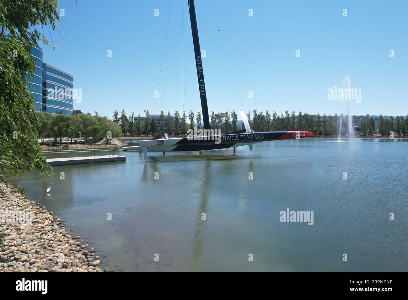 12.6.2022: Redwood Shores, Kalifornien: Luftaufnahme des Katamarans auf dem Oracle Campus, Redwood Shores, Kalifornien Stockfoto