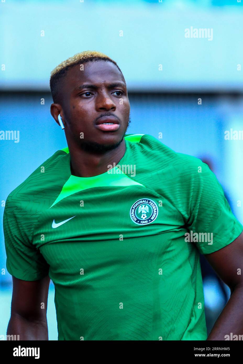 UYO, NIGERIA - 8. SEPTEMBER: Victor Osimhen von Super Eagles während einer Trainingseinheit zur Vorbereitung auf die Qualifikation zum Afrikanischen Cup der Nationen 2023 ( Stockfoto