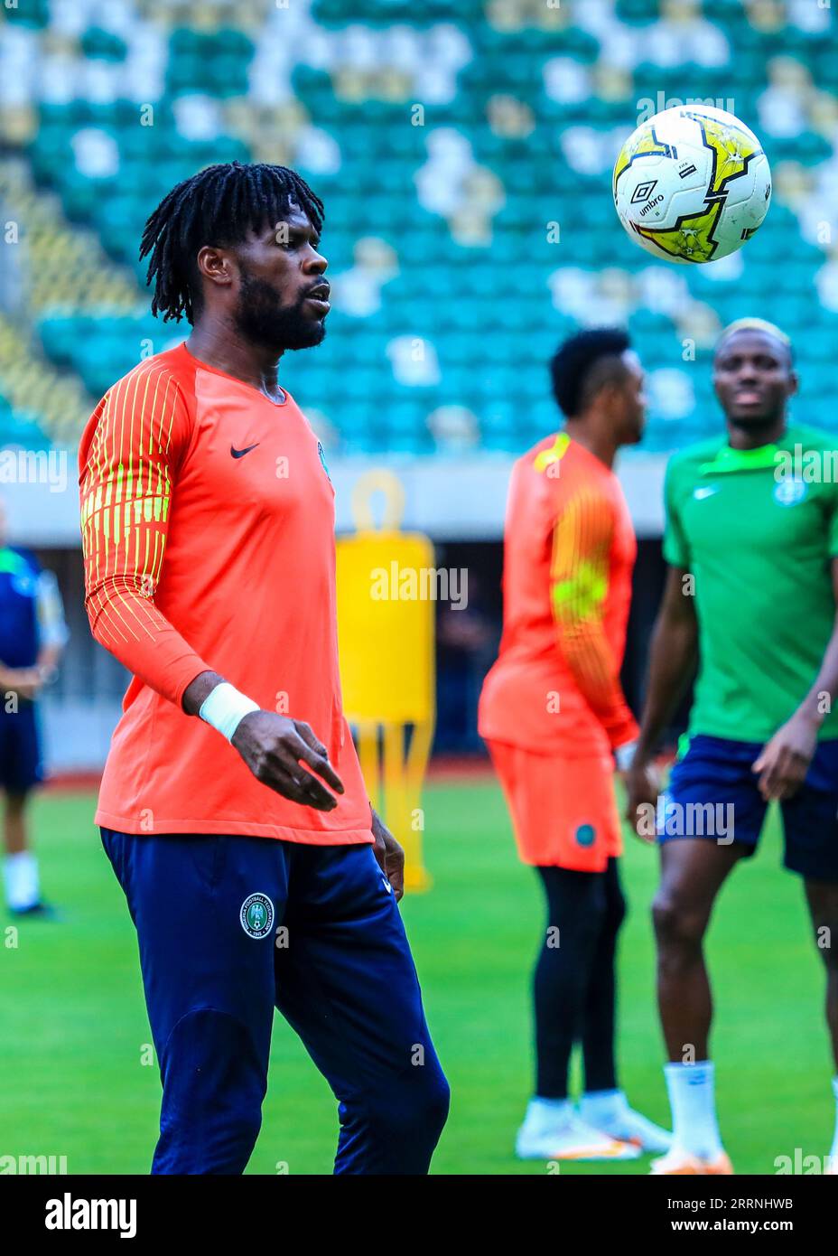 UYO, NIGERIA - 8. SEPTEMBER: Francis Uzoho von Super Eagles während einer Trainingseinheit zur Vorbereitung auf die Qualifikation zum Afrikanischen Nationalcup 2023 (A) Stockfoto